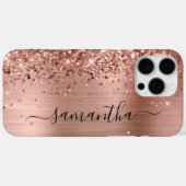 Glittery Roos Gold Metallic Girly Signature Case-Mate iPhone Case (Achterkant (horizontaal))