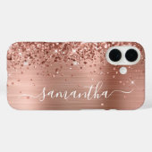 Glittery Roos Gold Metallic Girly Signature Case-Mate iPhone Case (Achterkant (horizontaal))
