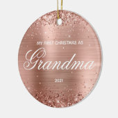 Glittery Roos Gold Mijn eerste kerstfeest als oma Keramisch Ornament (Links)