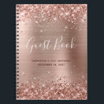Glittery Roos Gold Modern 21st Birthday Guestbook Notitieboek<br><div class="desc">Creëer je eigen gastenboek voor haar 21ste verjaardagsfeest in dit lege notitieboek. Meisjes faux sparkly,  roos goudkleurig glitter op de boven- en onderrand boven een roos goud en stomproze faux digitale kunstachtergrond met metalen folie. U kunt de moderne stijl en grootte van de manuscriptdoopvont aanpassen zoals nodig.</div>