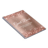 Glittery Roos Gold Ombre 60th Birthday Guestbook Notitieboek (Rechterzijde)