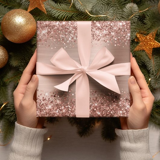 Glittery Roos Gold Ombre Folie Cadeaupapier