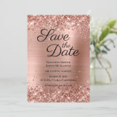Glittery Roos Gold Ombre Folie Save The Date (Staand voorkant)