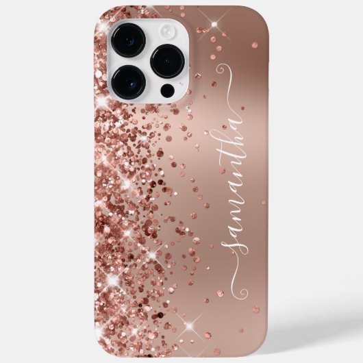 Glittery Roos Gold Ombre Modern Girly Handtekening Case-Mate iPhone Case (Achterkant)