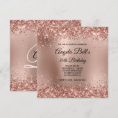 Glittery Roos Gold Ombre Monogram 30e verjaardag Kaart (Voorkant / Achterkant)