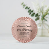 Glittery Roos Gold Ombre Monogram 40e verjaardag Kaart (Staand voorkant)