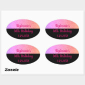 Glittery Roos Gold Pink Black Happy Birthday 2023 Ovale Sticker (Vel)