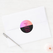 Glittery Roos Gold Pink Black Happy Birthday naam Ronde Sticker (Envelop)