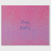 Glittery Roos Gold Pink Blue Ombre Happy Birthday Cadeaupapier (Vlak)