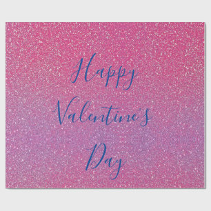 Glittery Roos Gold Pink Happy Valentine Day Cadeaupapier