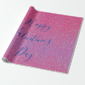 Glittery Roos Gold Pink Happy Valentine Day Cadeaupapier (Uitgerold)
