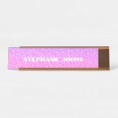 Glittery Roos Gold Pink Monogram Aangepaste naam C Bureau Naambordje (Voorkant)