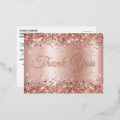 Glittery Roos Gold Shimmer 21e verjaardag Dank u Folie Uitnodiging Briefkaart (Voorkant / Achterkant)