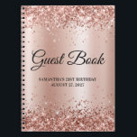 Glittery Roos Gold Shimmer 21st Birthday Guestbook Notitieboek<br><div class="desc">Creëer je eigen gastenboek voor haar 21ste verjaardagsfeest in dit lege notitieboek. Meisjes faux sparkly,  roos goudkleurig glitter op de boven- en onderrand boven een roos goud en een stomproze roze achtergrond voor digitale kunst. U kunt de doopvontstijl en grootte aanpassen zoals nodig.</div>