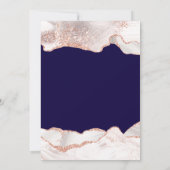 Glittery Roos Gold White Agate 60th Birthday Navy Kaart (Achterkant)