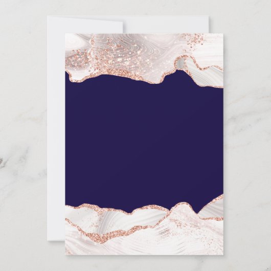Glittery Roos Gold White Agate 60th Birthday Navy Kaart (Achterkant)