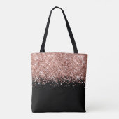Glittery Roos Goud en Zwart Glam Naam Tote Bag (Achterkant)