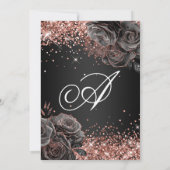 Glittery Roos Goud Zwart Bloemen Glam Sweet Sixtee Kaart (Achterkant)