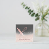 Glittery roos gouden rollende pin whisk chef bakke vierkante visitekaartje (Staand voorkant)
