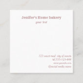 Glittery roos gouden rollende pin whisk chef bakke vierkante visitekaartje (Achterkant)