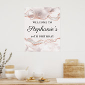 Glittery Roos Gouden Witte Agaat 50e Verjaardag 24 Poster (Keuken)