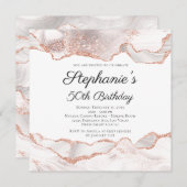 Glittery Roos Gouden Witte Agaat 50ste Verjaardag Kaart (Voorkant / Achterkant)