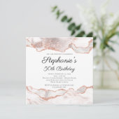 Glittery Roos Gouden Witte Agaat 50ste Verjaardag Kaart (Staand voorkant)