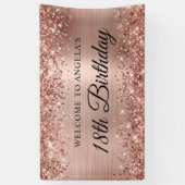 Glittery Roos Goudfolie 18e Verjaardag Welkom Spandoek (Verticaal)