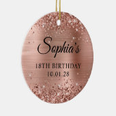 Glittery Roos Goudfolie 18e Verjaardagsfoto Keramisch Ornament (Rechts)