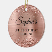 Glittery Roos Goudfolie 18e Verjaardagsfoto Keramisch Ornament (Links)