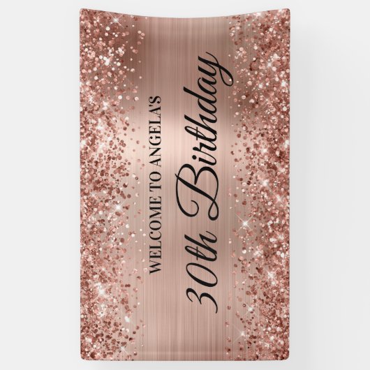 Glittery Roos Goudfolie 30e Verjaardag Welkom Spandoek (Verticaal)