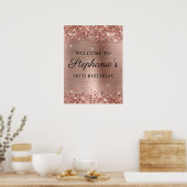 Glittery Roos Goudfolie 50e Verjaardag 18x24 Poster (Keuken)