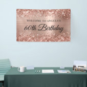 Glittery Roos Goudfolie 60e Verjaardag Welkom Spandoek (Beurs)