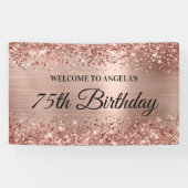 Glittery Roos Goudfolie 75e Verjaardag Welkom Spandoek (Horizontaal)