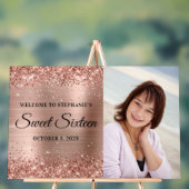 Glittery Roos Goudfolie Sweet Sixteen Welkom Acryl Bord (Neutraal)