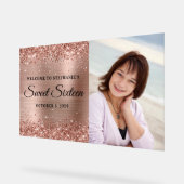 Glittery Roos Goudfolie Sweet Sixteen Welkom Acryl Bord (Hoek)