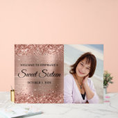 Glittery Roos Goudfolie Sweet Sixteen Welkom Acryl Bord (Huwelijk)