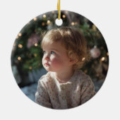 Glittery Rose Gold Foil 1st Christmas Photo Keramisch Ornament (Achterkant)