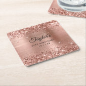 Glittery Rose Gold Foil 21st Birthday Kartonnen Onderzetters (Schuin)