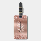 Glittery Rose Gold Foil Bagagelabel (Voorkant verticaal)