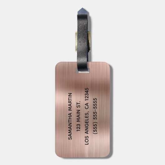 Glittery Rose Gold Foil Bagagelabel (Achterkant verticaal)