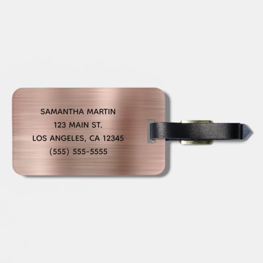 Glittery Rose Gold Foil Bagagelabel (Achterkant horizontaal)
