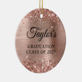Glittery Rose Gold Foil Graduation Keramisch Ornament (Rechts)