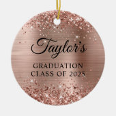 Glittery Rose Gold Foil Graduation Keramisch Ornament (Voorkant)