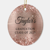 Glittery Rose Gold Foil Graduation Keramisch Ornament (Links)