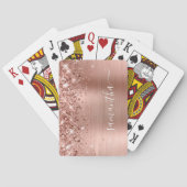 Glittery Rose Gold Foil Modern Girly Signature Pokerkaarten (Achterkant)