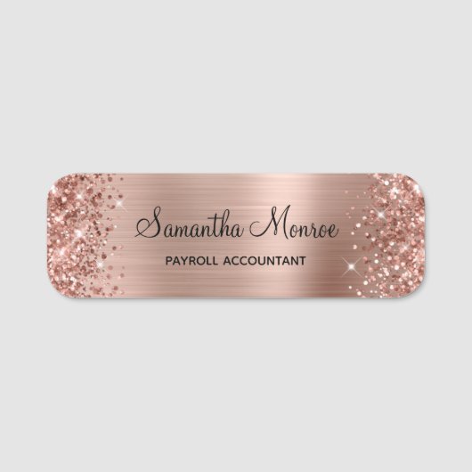 Glittery Rose Gold Foil Naamplaatje (Voorkant)
