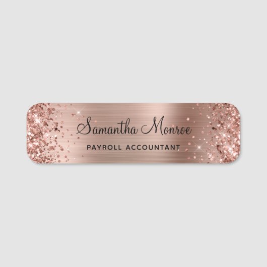 Glittery Rose Gold Foil Naamplaatje (Voorkant)