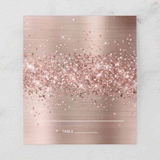 Glittery Rose Gold Foil Plaatskaartje (Buitenkant ongevouwen)