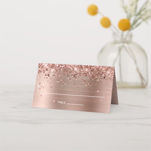 Glittery Rose Gold Foil Plaatskaartje (Voorkant)
